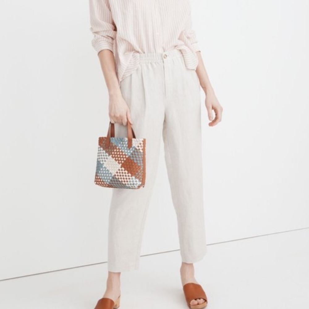Madewell Linen-Blend Track Trousers in Heathered Natural